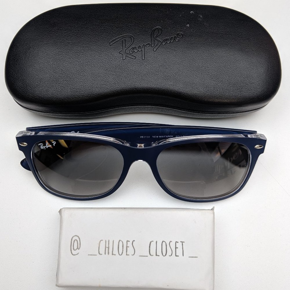 Ray-Ban Navy Blue Wayfarer Sunglasses with Gray Gradient Lenses